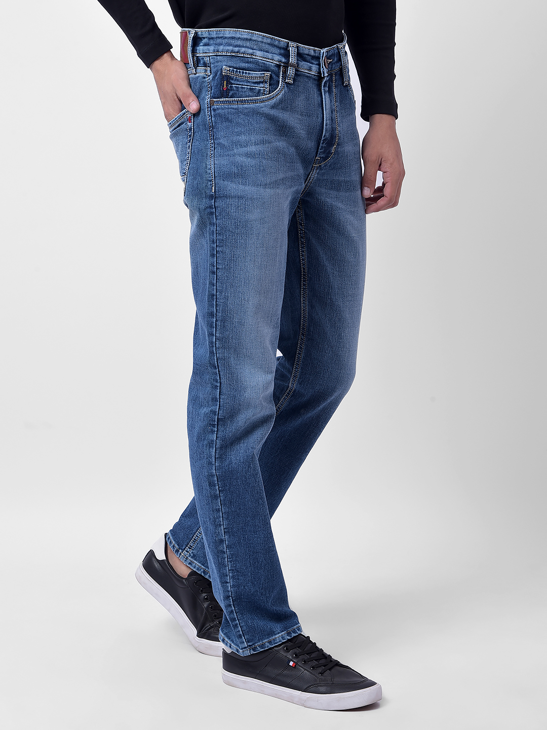 Numero Uno Men Blue Light Wash Slim-Fit Sustainable Jeans